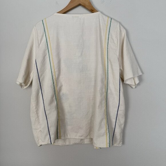 Tru Luxe‎ Jeans Embroidered Short Sleeve Blouse Womens Size Large Colorful Boho - Picture 6 of 9
